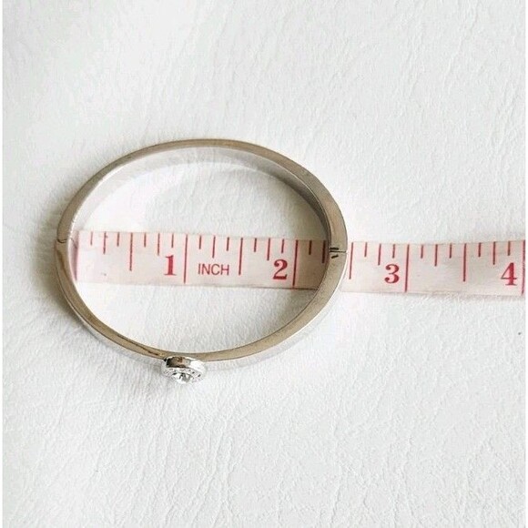 Coach Signature Logo Open Circle Hinged Bangle Silver Tone 6.75" - Picture 4 of 6